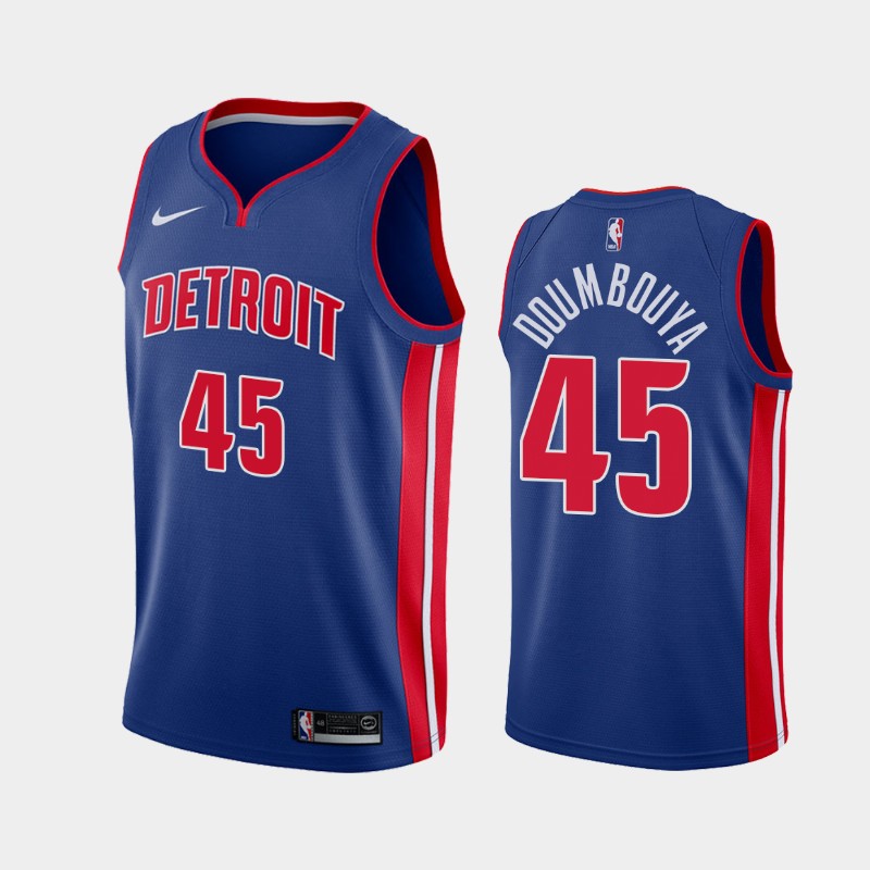 Men's Detroit Pistons #45 Sekou Doumbouya Blue Stitched Jersey Men's Detroit Pistons #45 Sekou Doumbouya Blue Stitched Jersey
